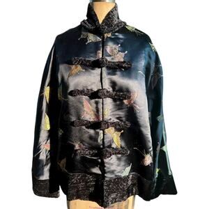 Vintage Black butterfly silk chinese jacket M